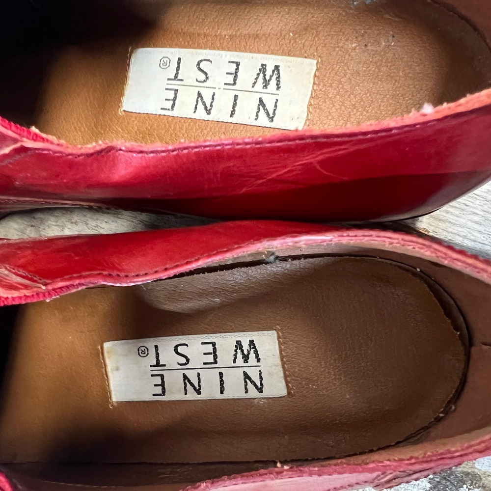 Vintage Nine West Red Leather Western Flame Pointed Toe Loafer Size 9.5M - Picture 9 of 9